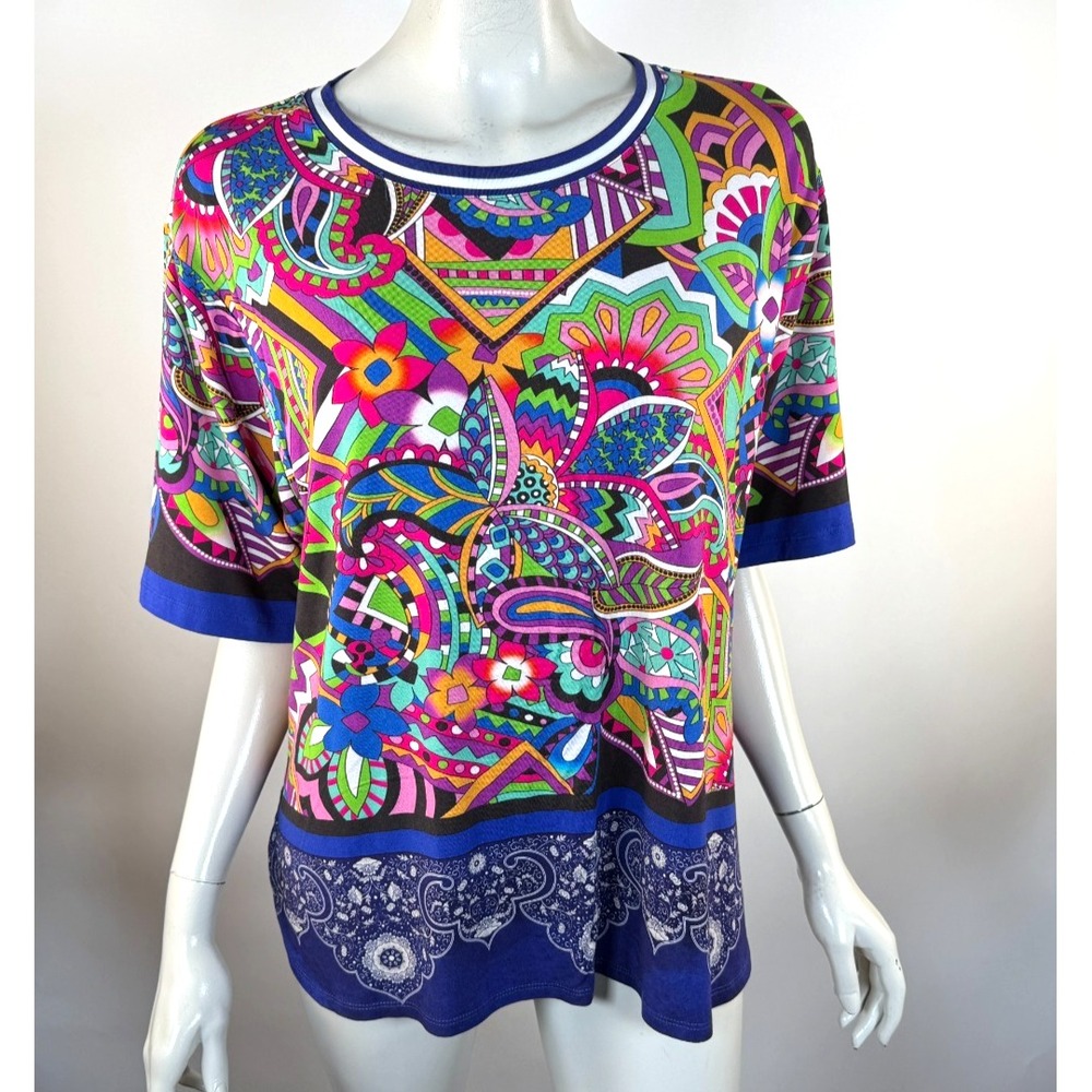 Johnny Was The Janie Favorite Oversized Cropped Tee Women XL Short Sleeve Jersey